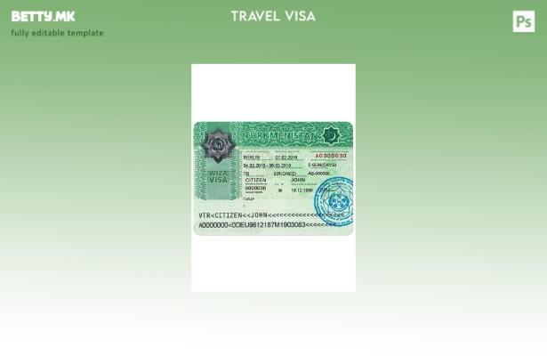 Шаблон за туркменистанска виза во модерен стил